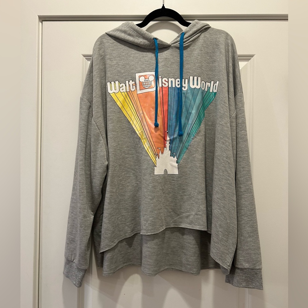Disney Parks Walt Disney World Retro Rainbow Lightweight Hoodie Sweatshirt 2X